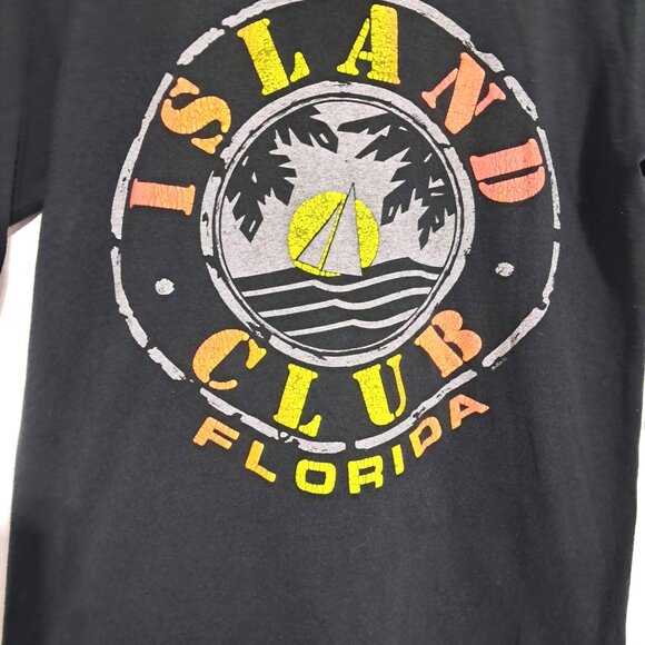 Vintage 80s 90s Island Club Florida Tourist Tee Jerzees Mens Medium T-Shirt - Picture 5 of 8